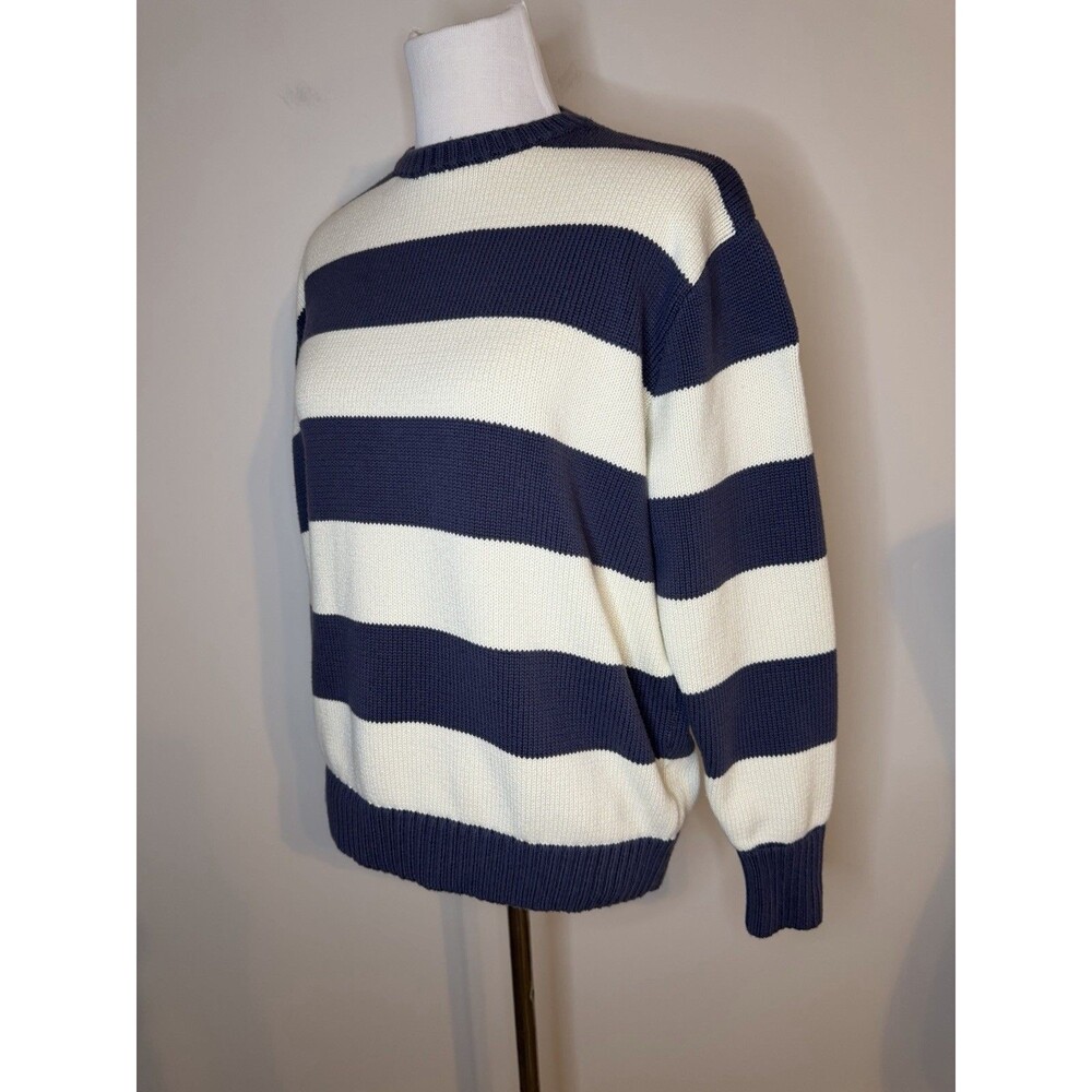 Brandy Melville Crew Neck Navy & Ivory, Cotton Stripe Sweater, One size - Picture 3 of 8